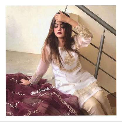 Handwork And Embroidery Shirt With Emb Dupatta